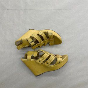 Mustard Yellow Open Toed Wedge by Xhilaration (Feat. Antique Brass Hardware)